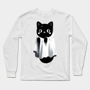 Funny black cat ghost Long Sleeve T-Shirt